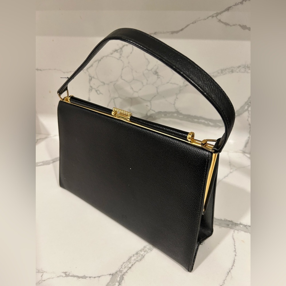 VINTAGE 1950s/1960s Black Purse Suede Lined